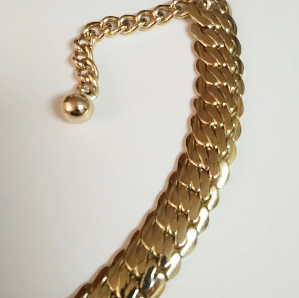 PRICE FIRM! Coro lite vintage 50s 60s thick gold chain necklace collar choker - Picture 3 of 6